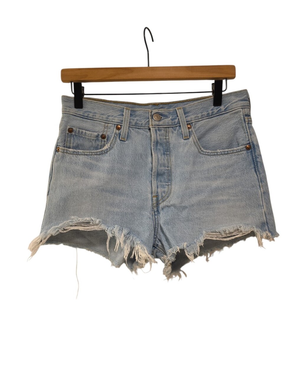 Levi's, 501 Jean Shorts, Distressed + Frayed Hemline, Levi's Premium Denim, W27,